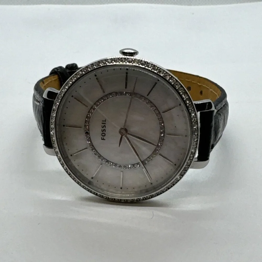 Fossil Jocelyn ES4451 Women Black Leather Analog Dial Quartz Wrist Watch JNA601